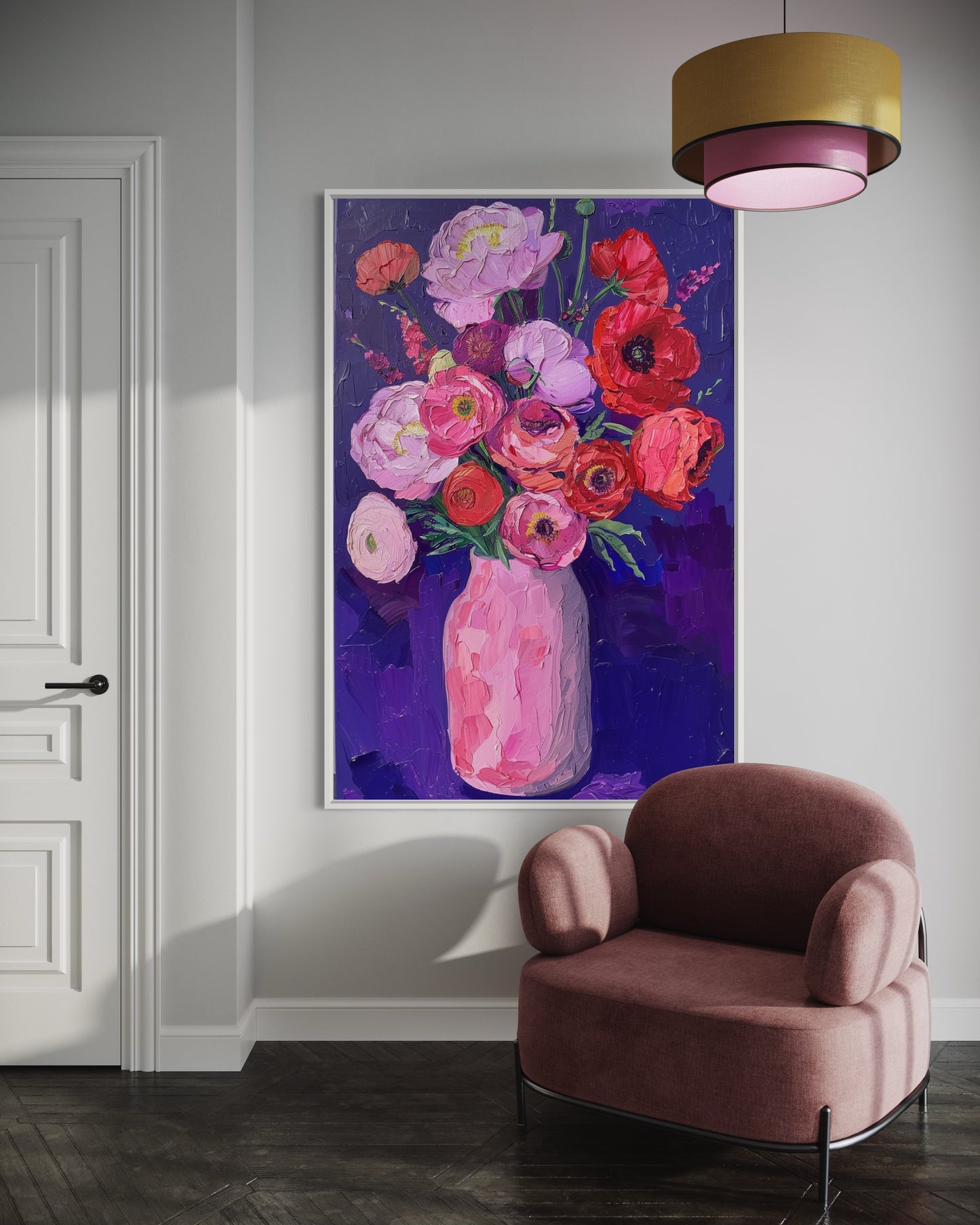 Peony and Ranunculus Bouquet Hand-Painted Art