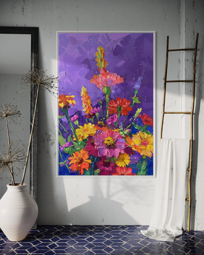 Colorful Wildflower Field Canvas Oil Painting