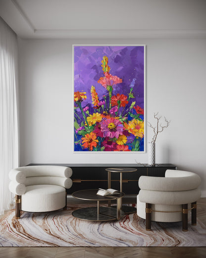 Colorful Wildflower Field Canvas Oil Painting