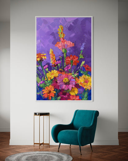 Colorful Wildflower Field Canvas Oil Painting