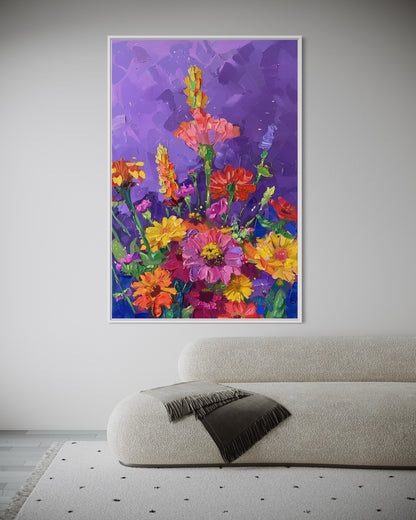 Colorful Wildflower Field Canvas Oil Painting