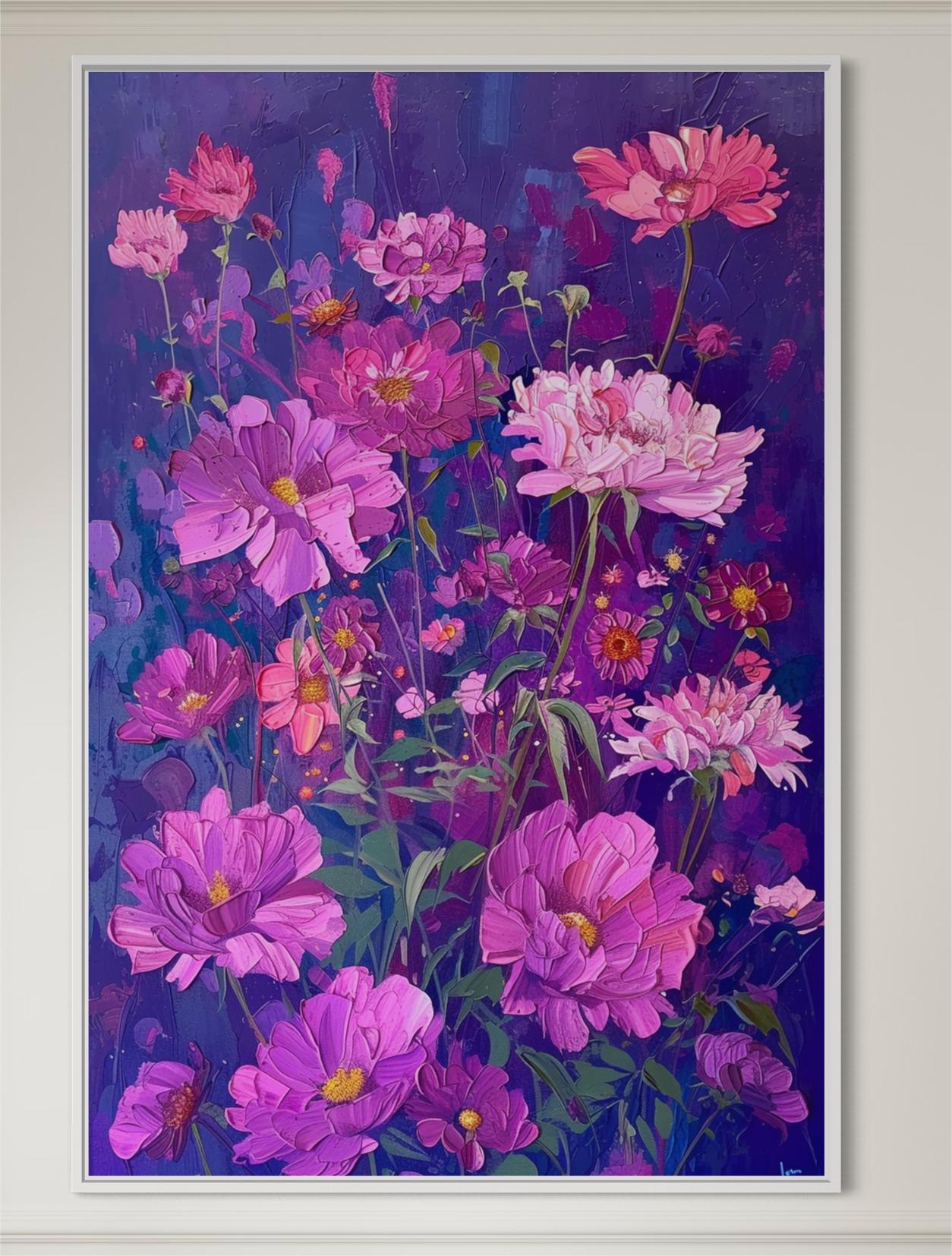 Purple Bloom Wildflower Oil Painting