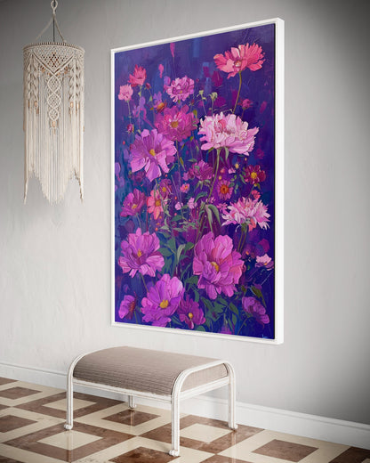 Purple Bloom Wildflower Oil Painting