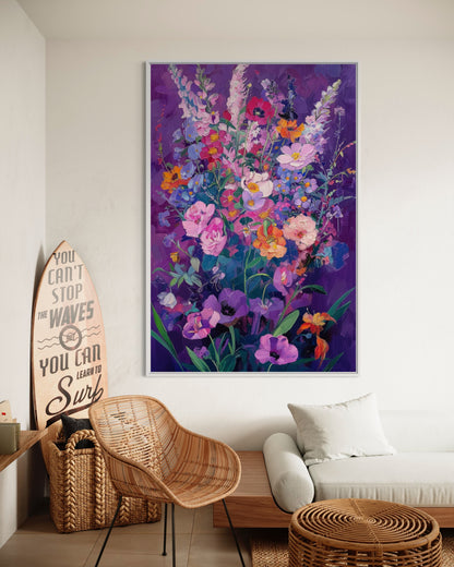 Vibrant Wildflower Bouquet Hand-Painted Canvas