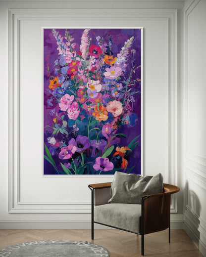 Vibrant Wildflower Bouquet Hand-Painted Canvas