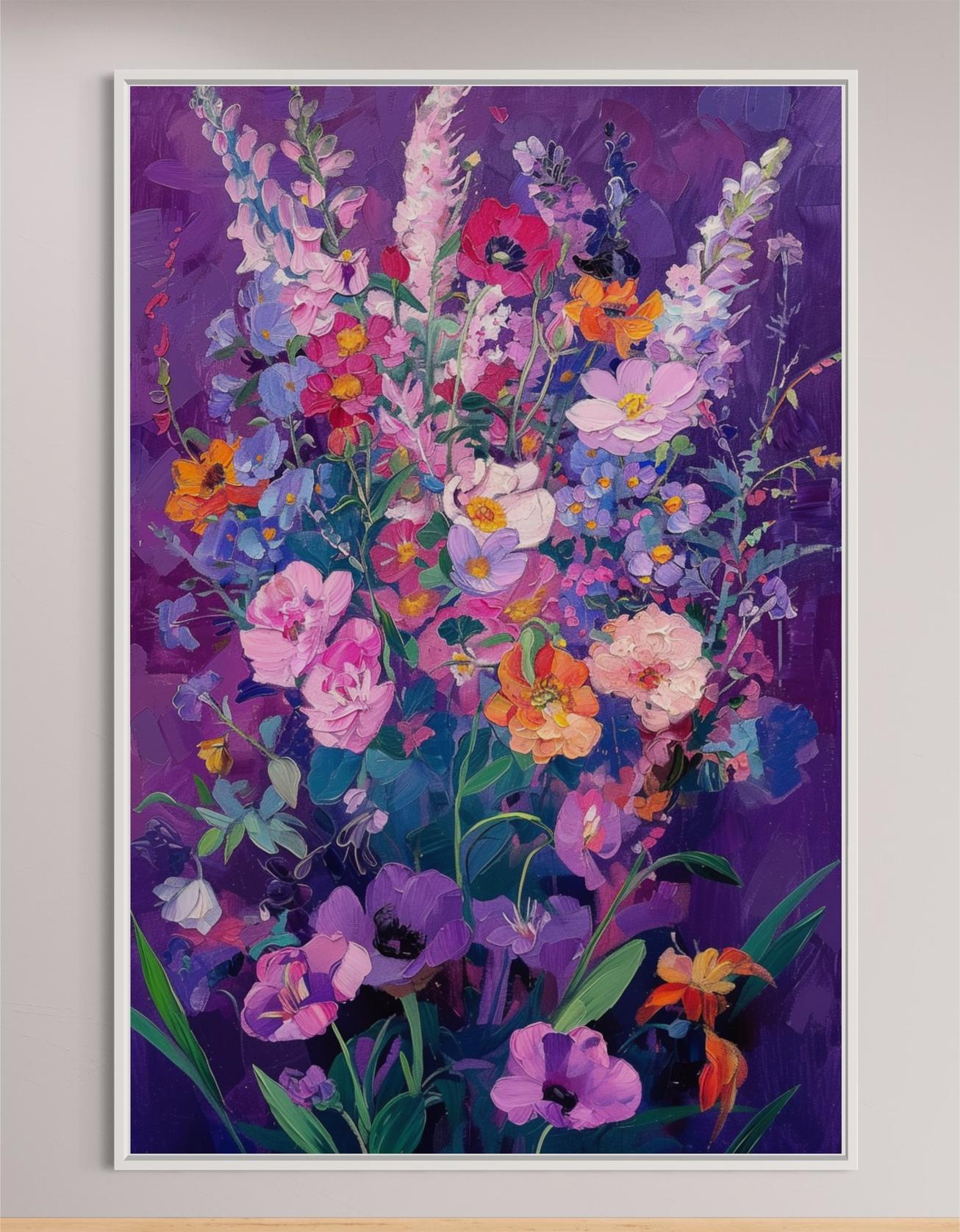 Vibrant Wildflower Bouquet Hand-Painted Canvas