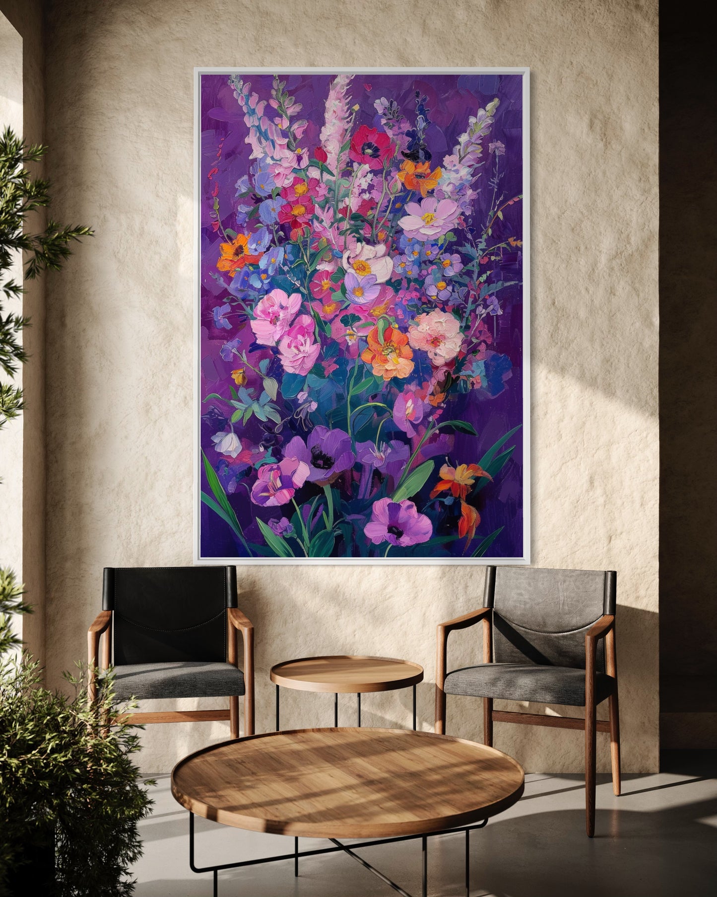 Vibrant Wildflower Bouquet Hand-Painted Canvas