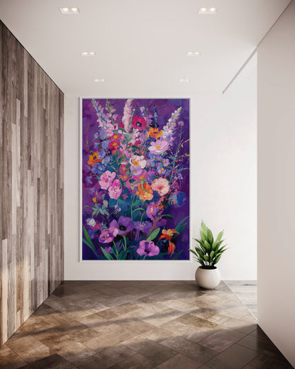 Vibrant Wildflower Bouquet Hand-Painted Canvas