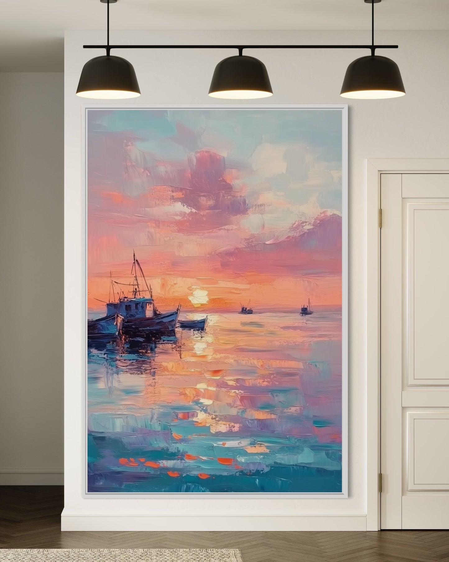 Sunset Serenity Sailboat Painting - Tranquil Seascape Artwork