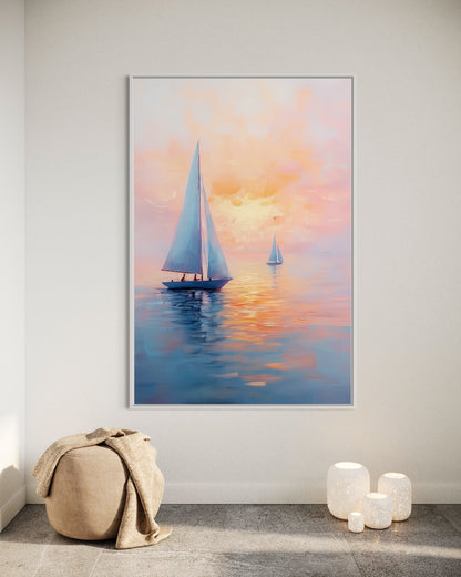 Ocean Sunset Glow - Vibrant Coastal Landscape Painting