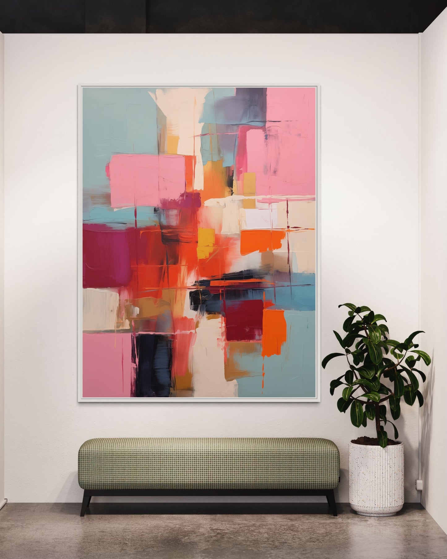 Vibrant Abstract Art - Pink and Orange Expressionist Painting