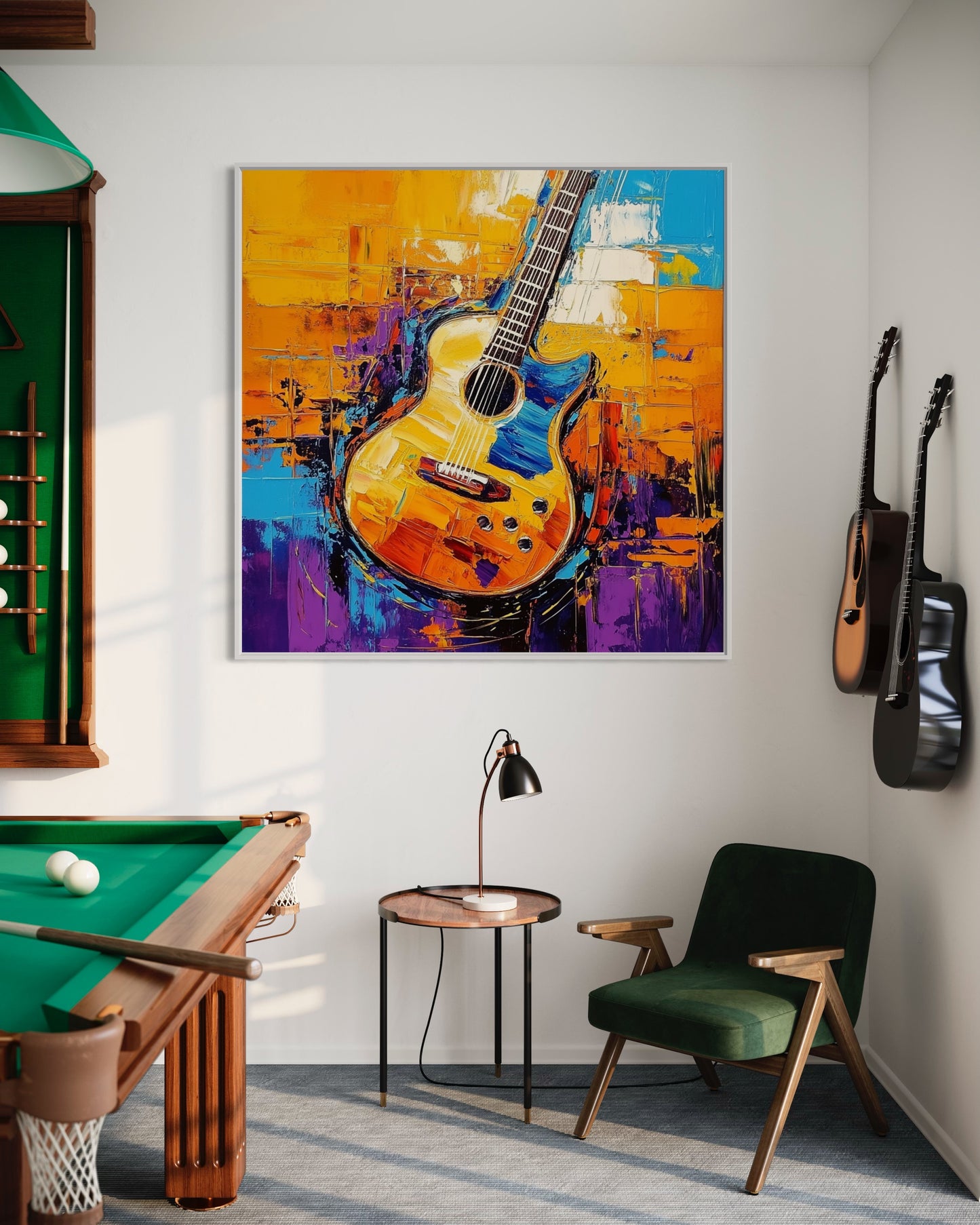 Electric Guitar Wall Art - Modern Abstract Music Painting