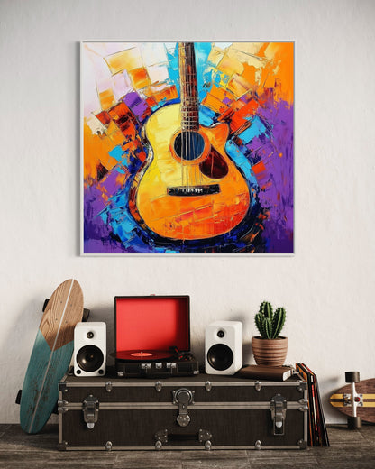 Acoustic Guitar Abstract Painting - Vibrant Music Art Print