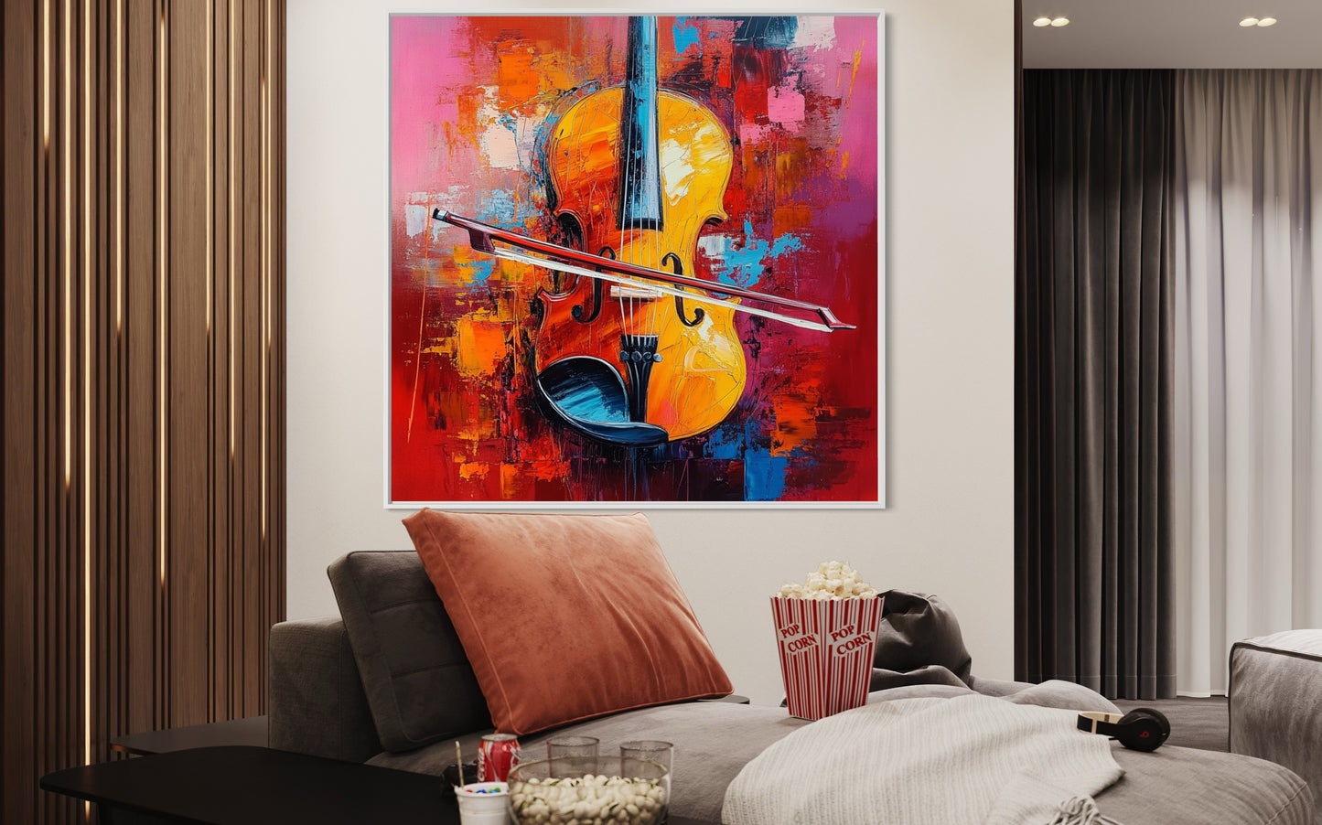 Abstract Violin Painting - Vibrant Music Wall Art for Living Room