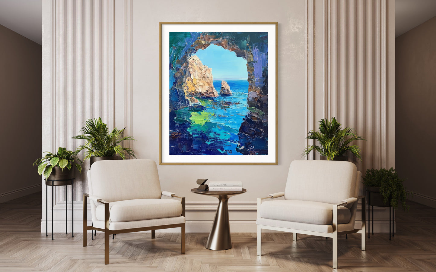 Cliffside Blooms: Coastal Flower Beauty Oil Painting