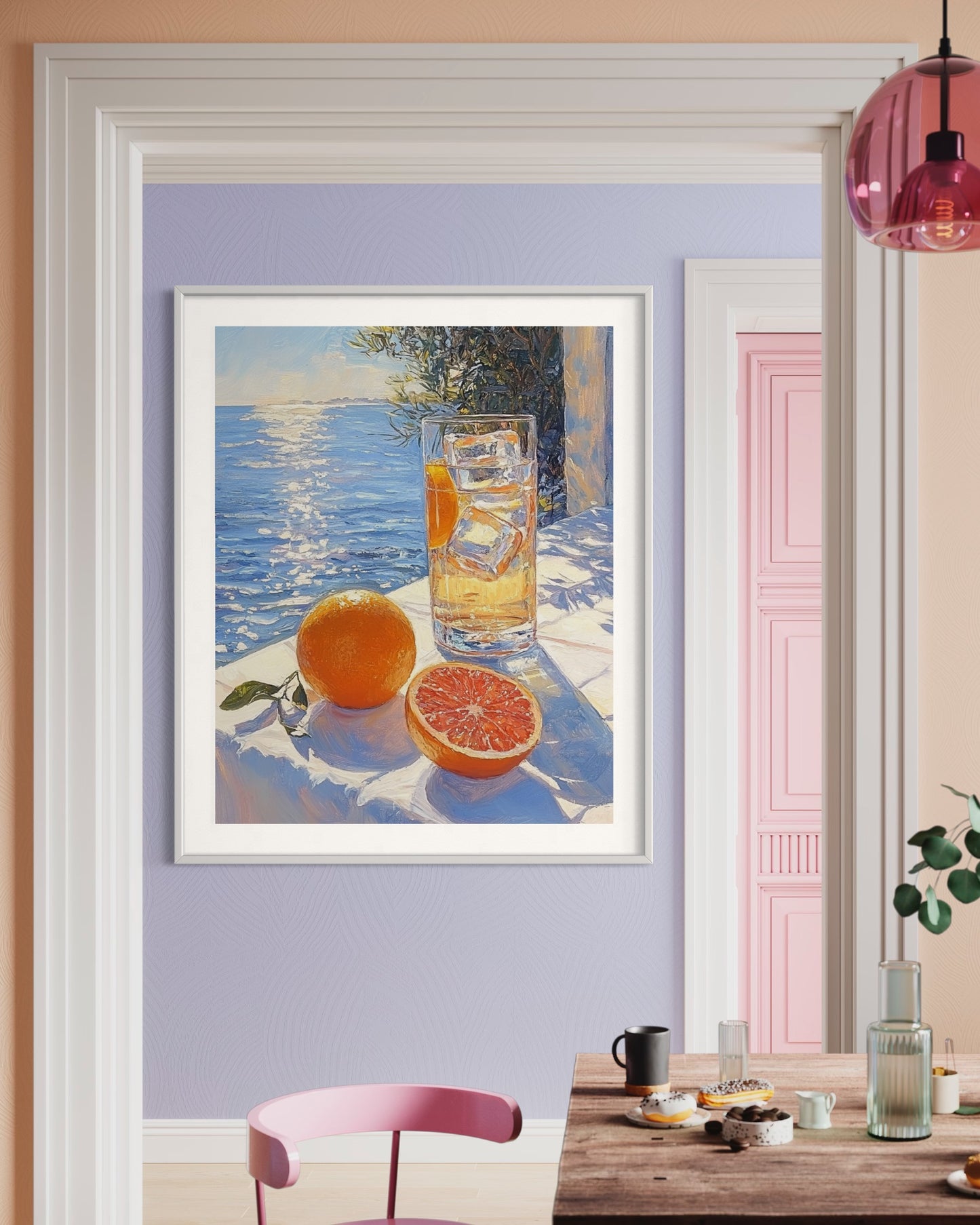 Sunlit Citrus by the Sea – Refreshing Still Life Oil Painting for Coastal Decor