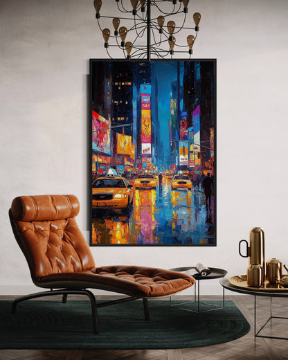 Times Square Energy – Vibrant New York City Oil Painting for Urban Decor