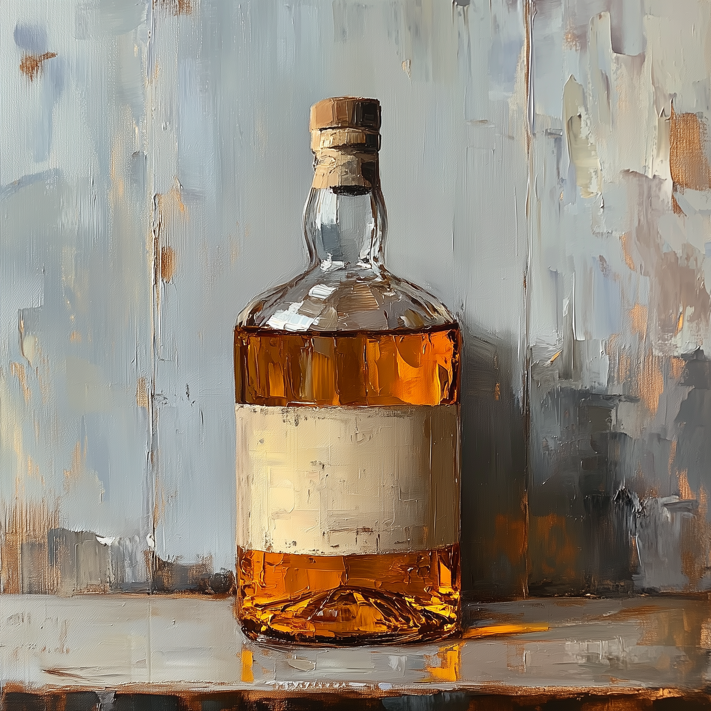 Amber Whiskey Bottle Canvas Painting