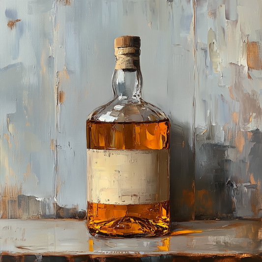 Amber Whiskey Bottle Canvas Painting