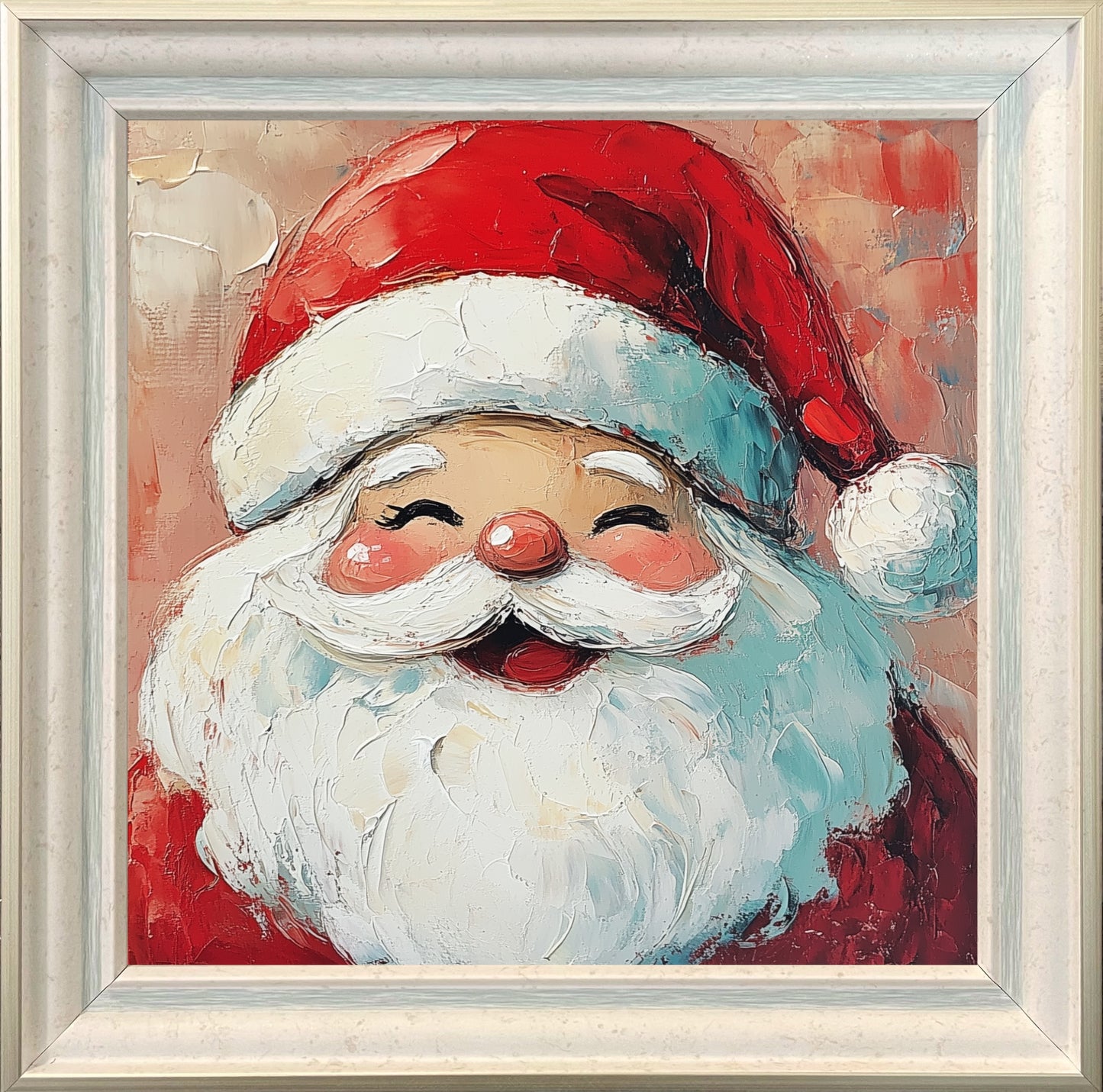 Merry Santa in Red - Heartwarming Holiday Oil Painting