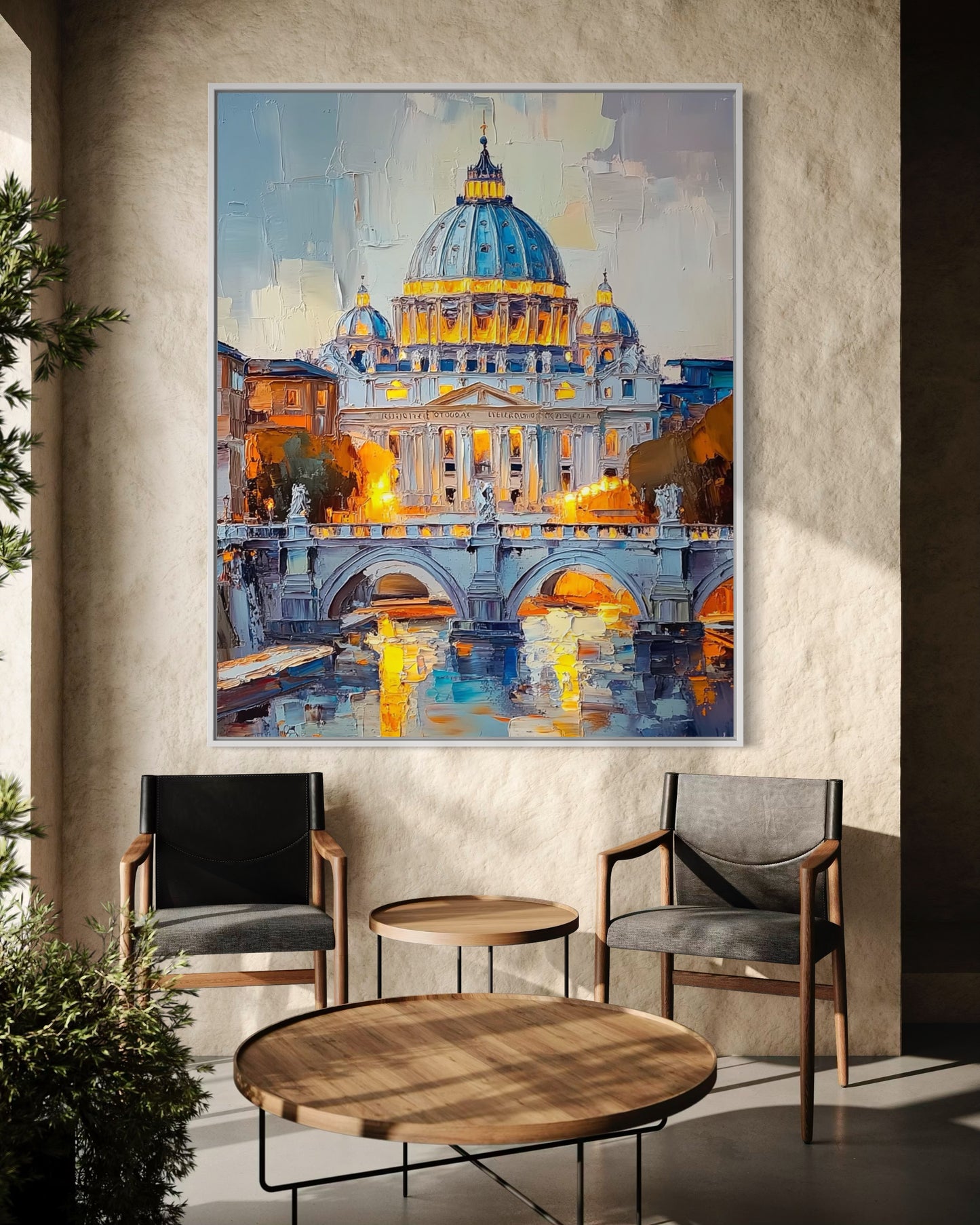 St. Peter’s Basilica at Dusk – Elegant Vatican City Oil Painting for Classic Interiors