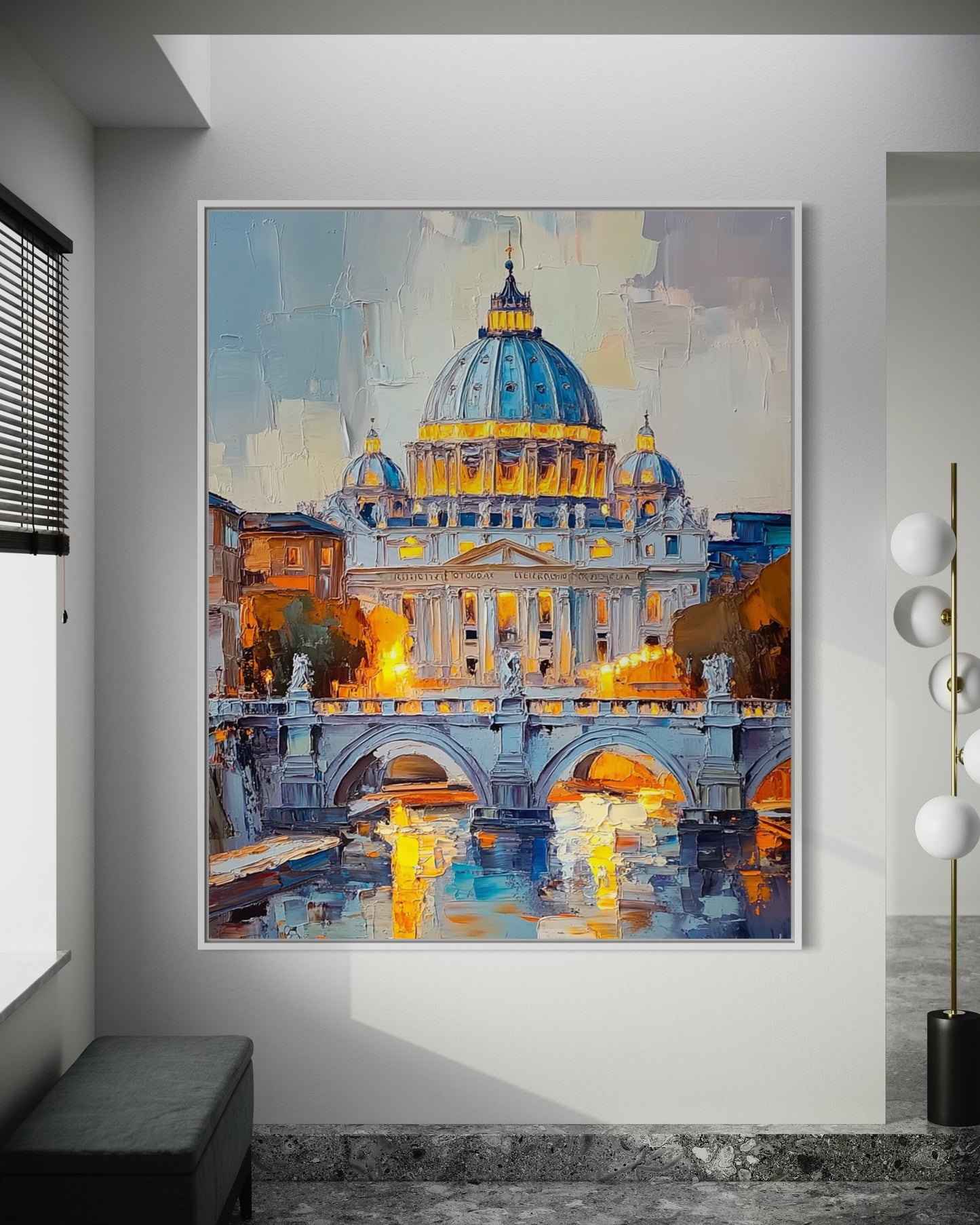 St. Peter’s Basilica at Dusk – Elegant Vatican City Oil Painting for Classic Interiors