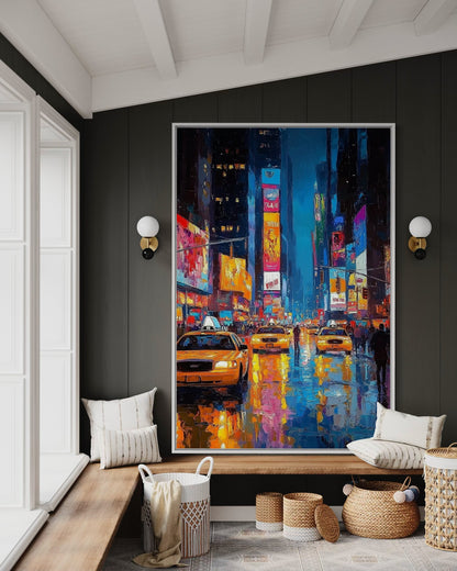 Times Square Energy – Vibrant New York City Oil Painting for Urban Decor