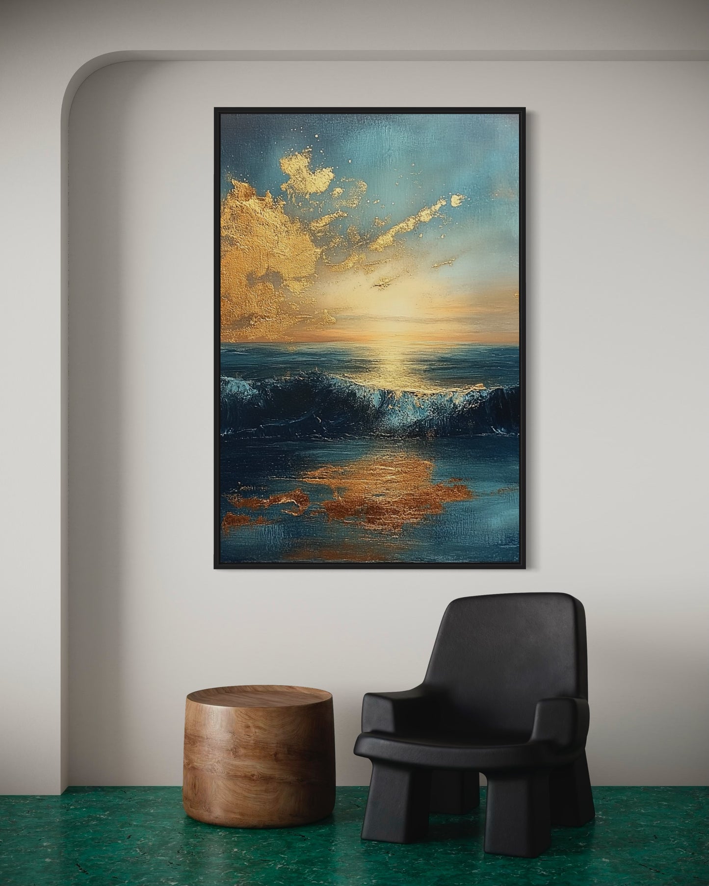 Golden Touch Blue Abstract Art - Modern Wall Decor