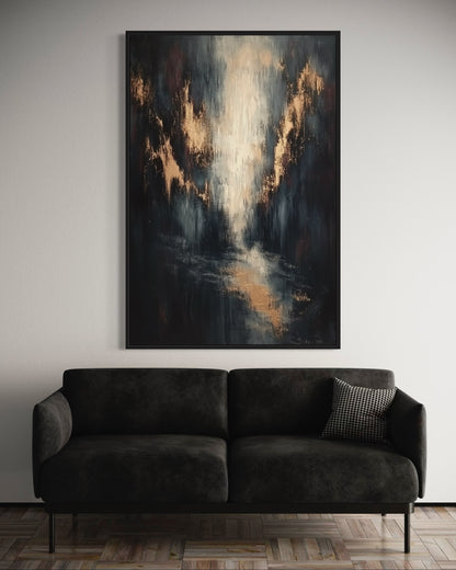 Sophisticated Black and Gold Abstract Art - Textured Wall Decor