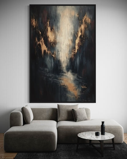 Sophisticated Black and Gold Abstract Art - Textured Wall Decor