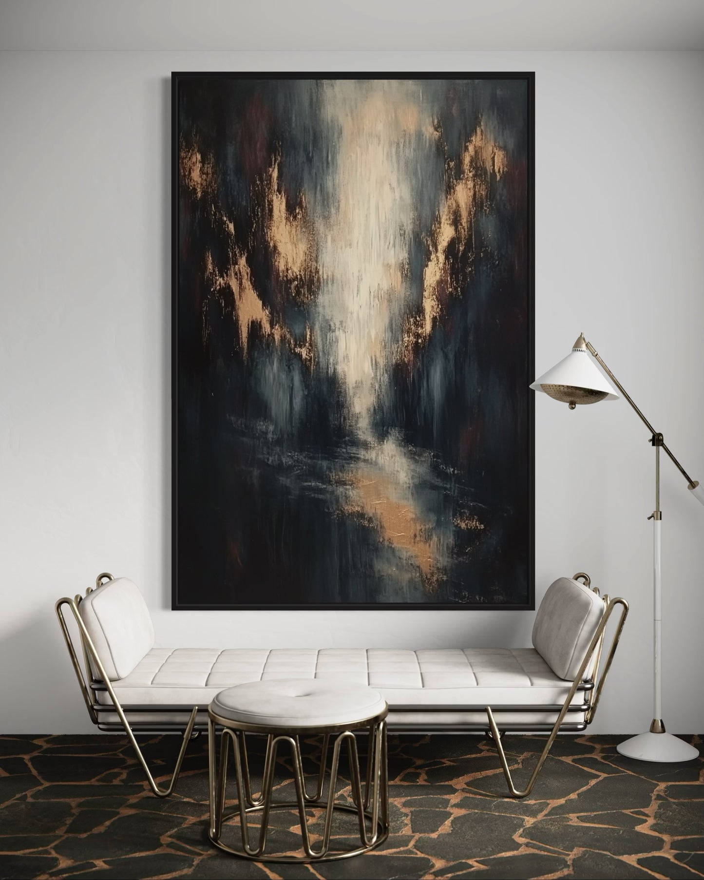 Sophisticated Black and Gold Abstract Art - Textured Wall Decor