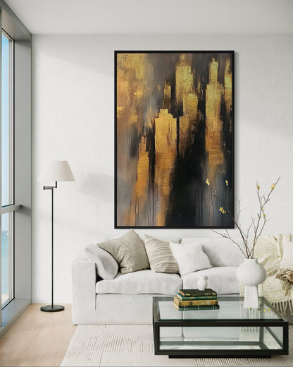 Black and Gold Abstract Canvas - Modern Luxury Art