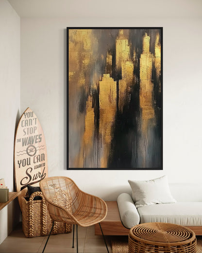 Black and Gold Abstract Canvas - Modern Luxury Art