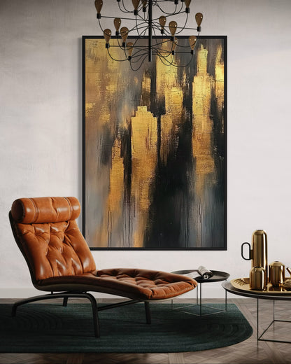 Black and Gold Abstract Canvas - Modern Luxury Art