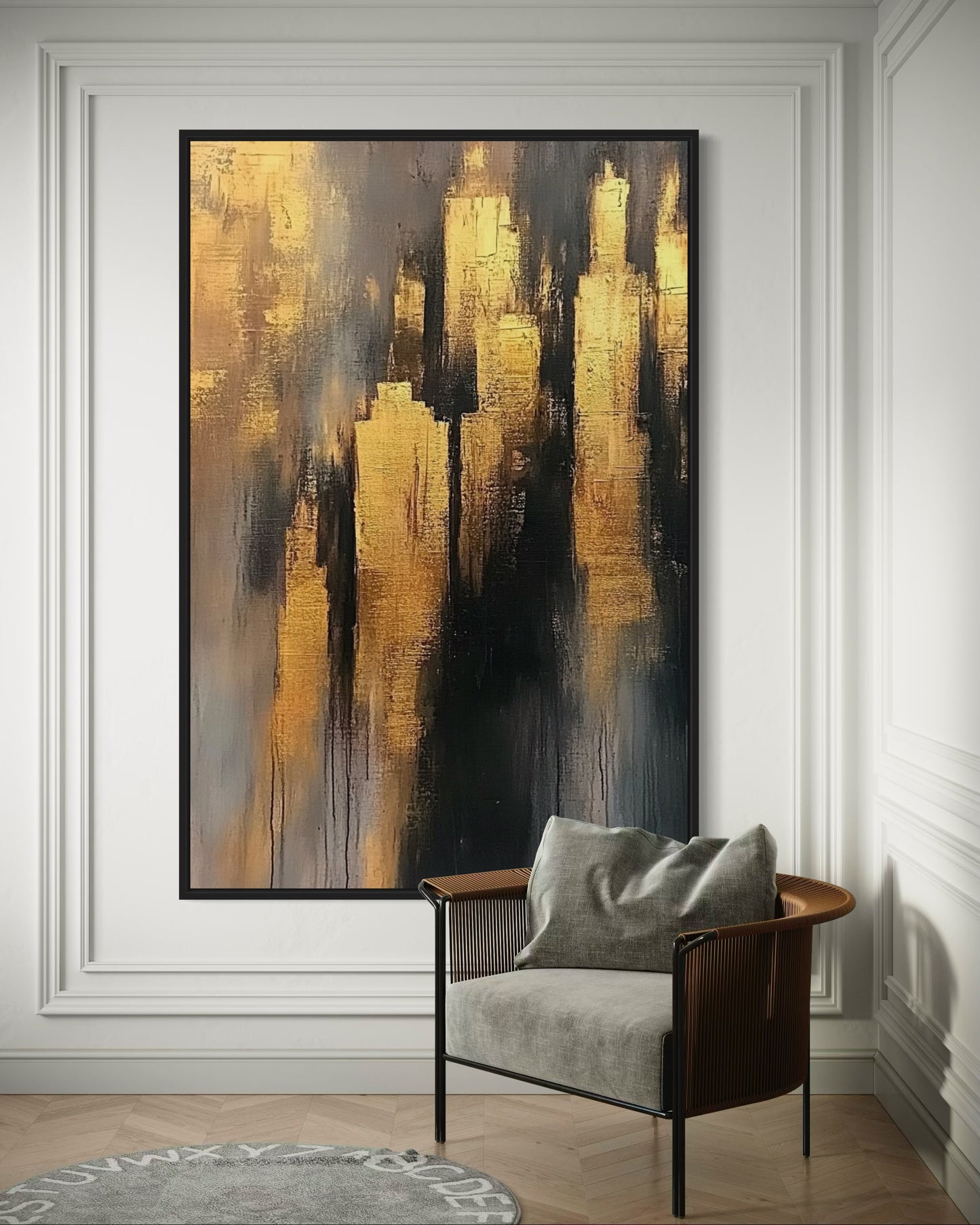 Black and Gold Abstract Canvas - Modern Luxury Art