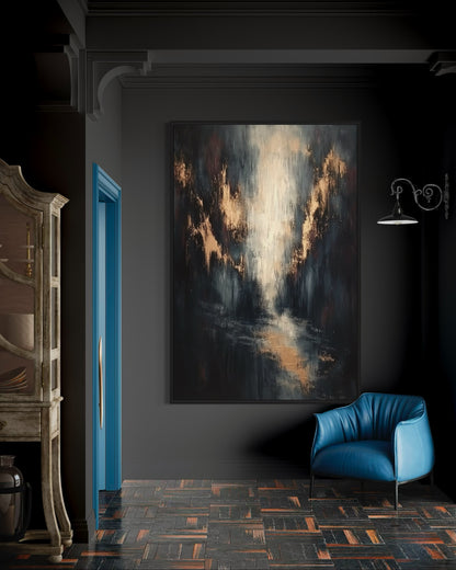 Luxury Black and Gold Abstract Painting - Modern Art for Interiors