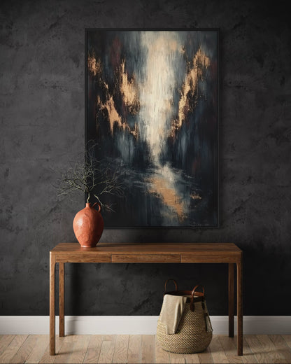 Luxury Black and Gold Abstract Painting - Modern Art for Interiors