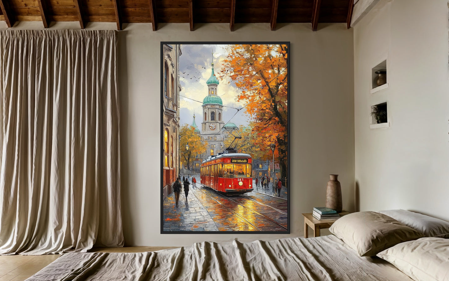 Autumn Tram in Vienna: Capturing Vienna’s Seasonal Charm in Oil Painting