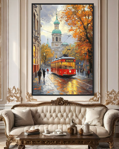 Autumn Tram in Vienna: Capturing Vienna’s Seasonal Charm in Oil Painting