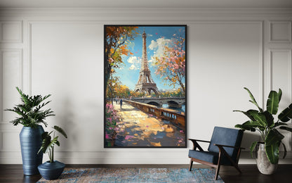 Eiffel Tower in Bloom: Paris Spring Oil Painting