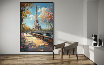 Eiffel Tower in Bloom: Paris Spring Oil Painting