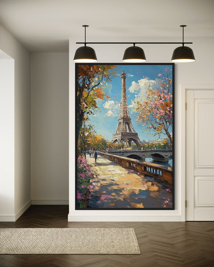 Eiffel Tower in Bloom: Paris Spring Oil Painting