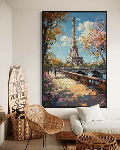 Eiffel Tower in Bloom: Paris Spring Oil Painting