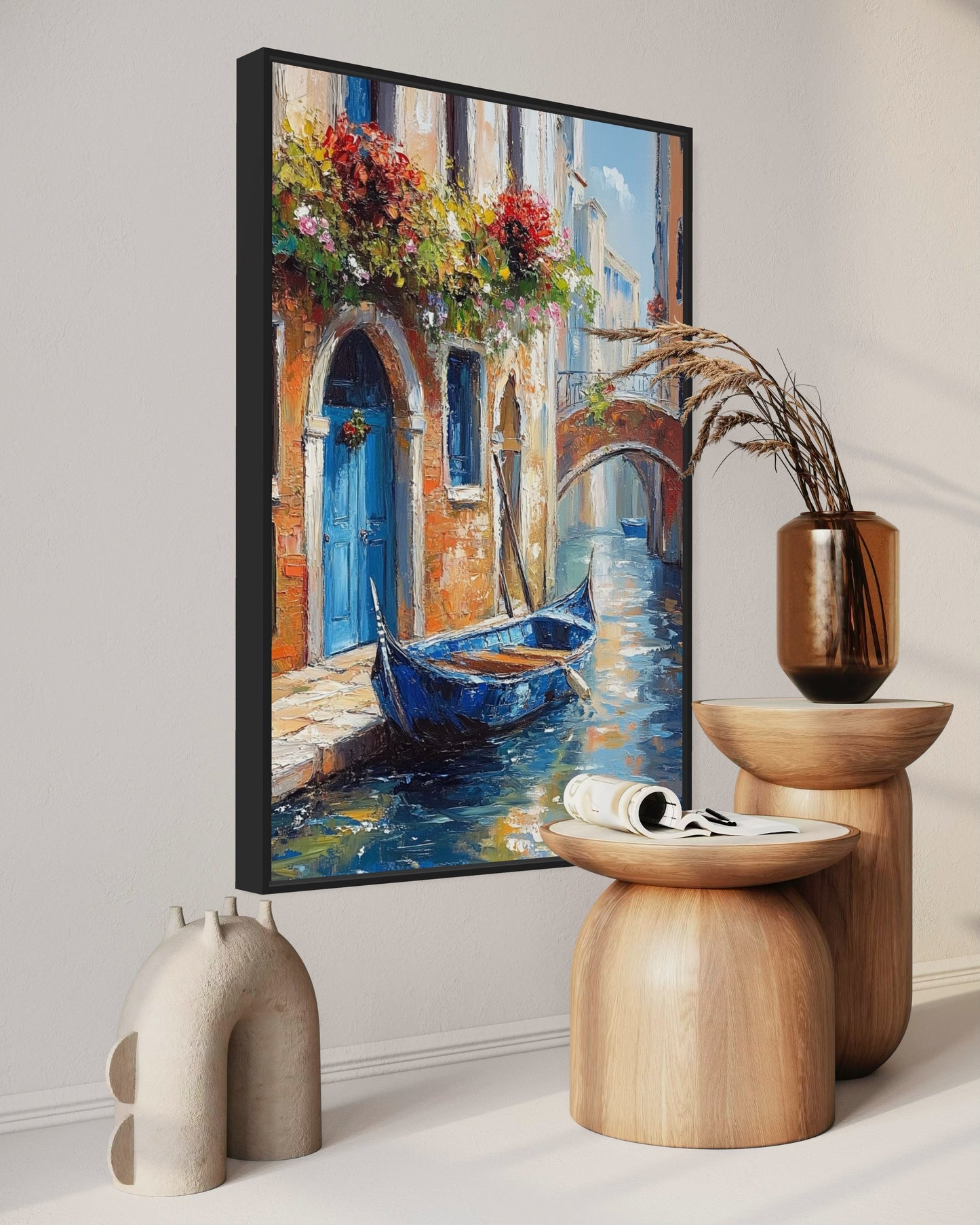 Venetian Canal Serenity: Oil Painting of Venice’s Iconic Gondola Scene