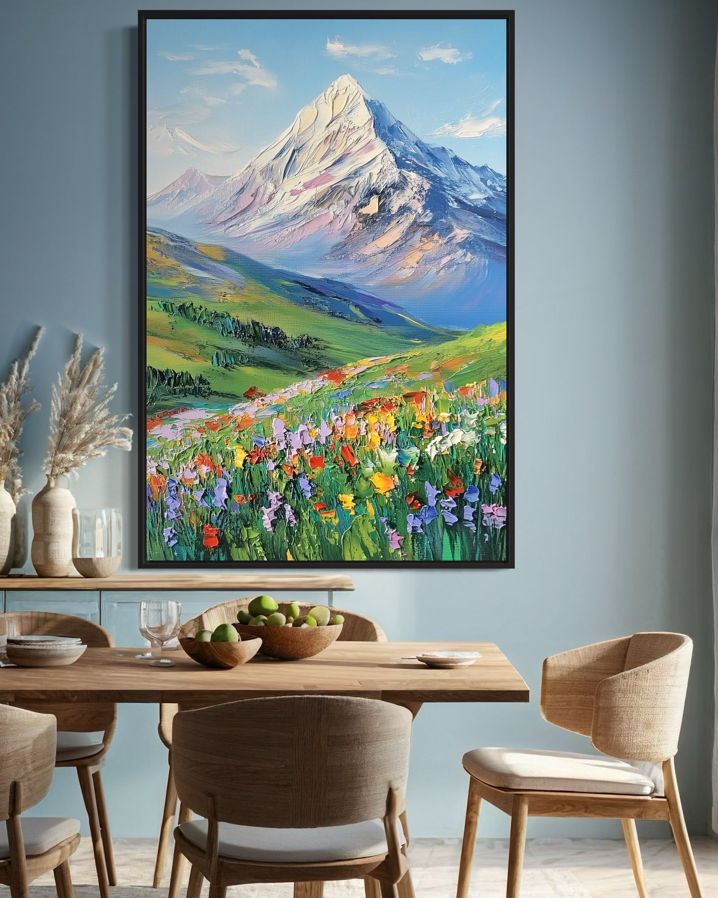 Majestic Mountain Meadow in Full Bloom - Scenic Nature Painting