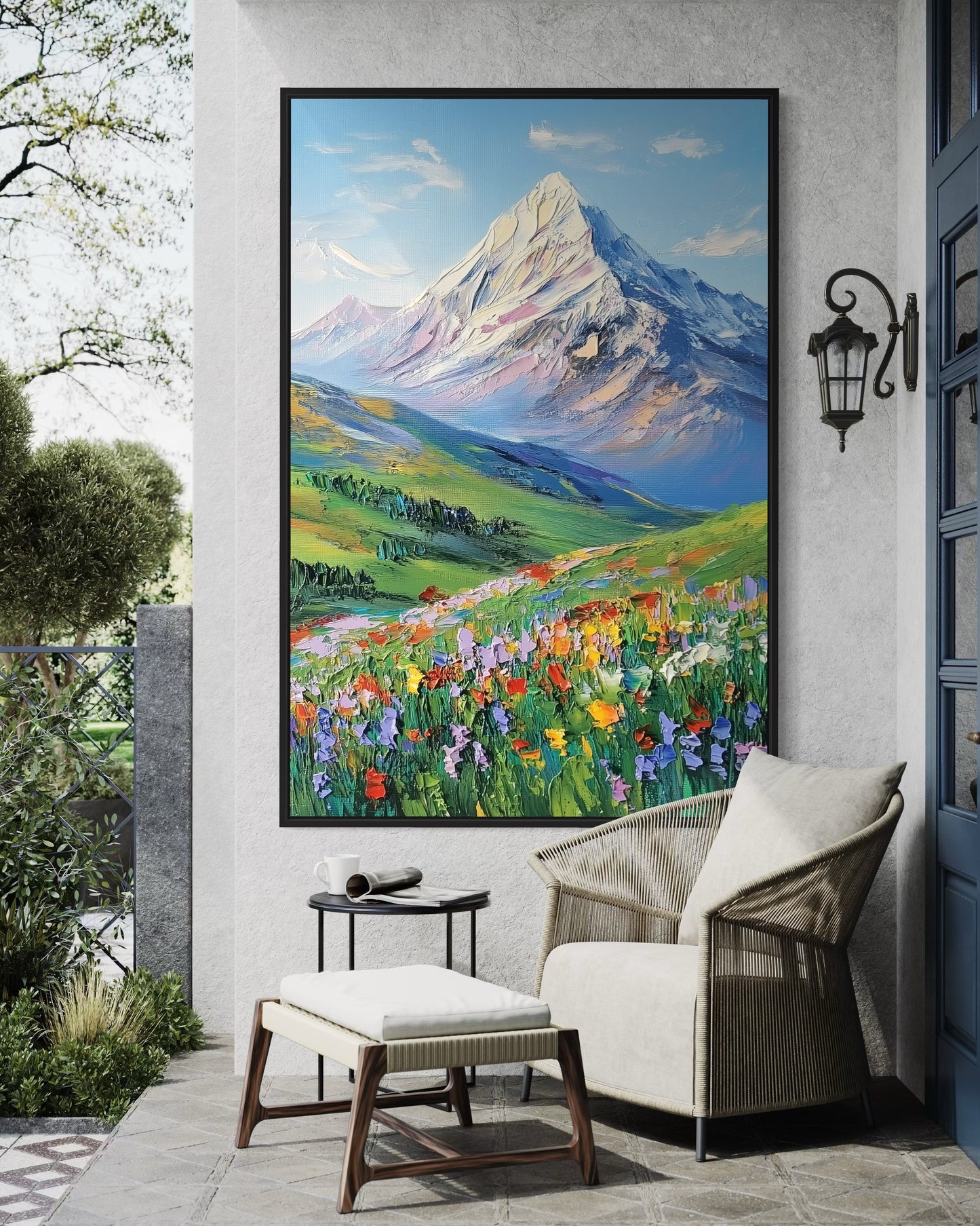 Majestic Mountain Meadow in Full Bloom - Scenic Nature Painting