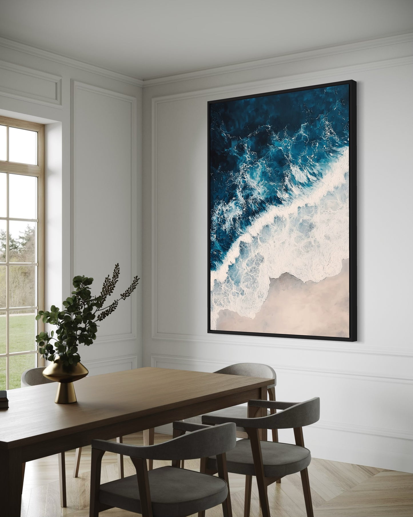 Blue and White Ocean Waves - Dynamic Aerial Perspective Art