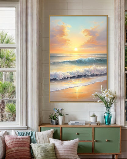 Coastal Shoreline Waves - Abstract Beach Painting