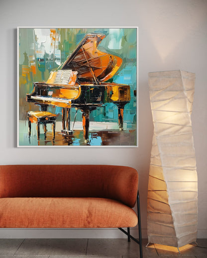 Colorful Grand Piano Painting - Modern Music Room Wall Art