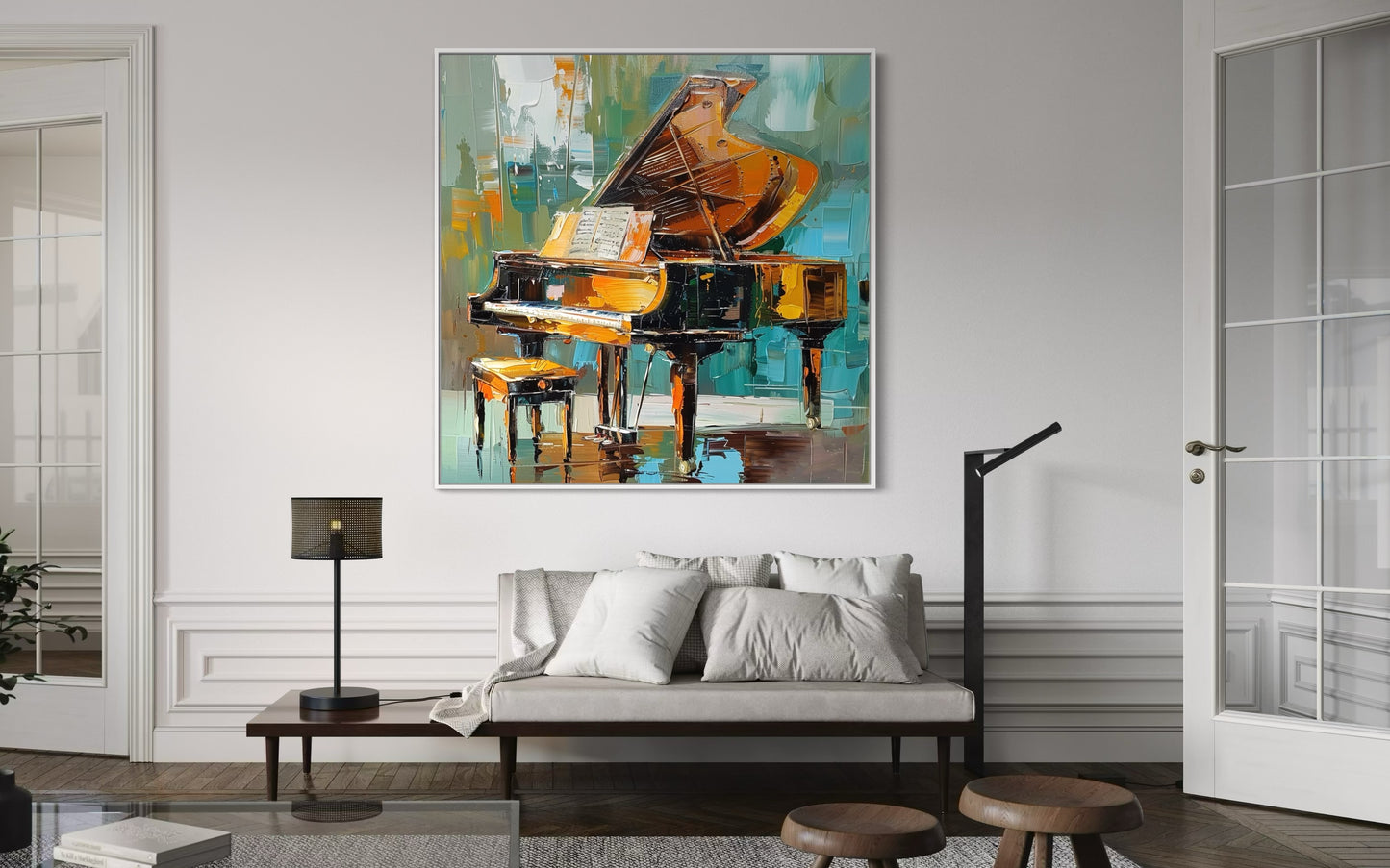 Colorful Grand Piano Painting - Modern Music Room Wall Art